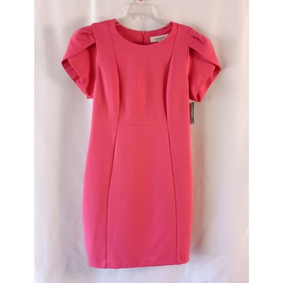 Liverpool LA Tulip Sleeve Sheath Dress Pink Punch Size 10 NWT $119 - Picture 2 of 10